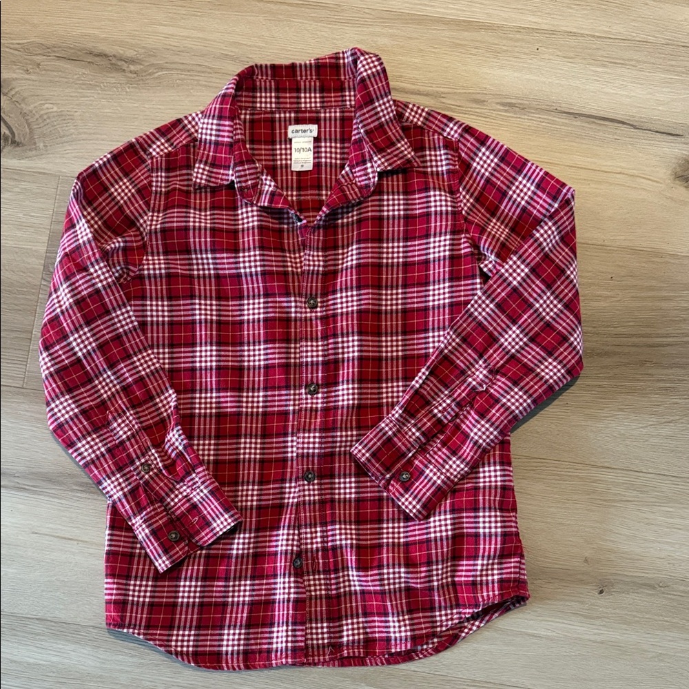 Carter's Kids Red and White Plaid Button Down Shirt